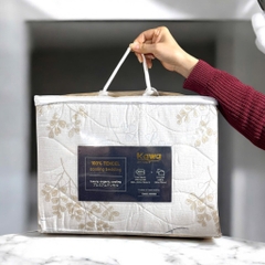 Bộ Ga mát 100% Tencel sợi gỗ cao cấp kèm 2 vỏ gối - size 1.6m*2m - mẫu hoa ghi