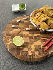 Thớt chặt gỗ Teak đầu cây Kaiyo hình tròn 30 x 3,8cm