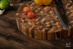 Thớt chặt gỗ Teak đầu cây Kaiyo hình tròn 30 x 3,8cm