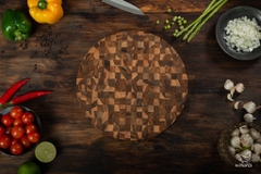 Thớt chặt gỗ Teak đầu cây Kaiyo hình tròn 30 x 3,8cm