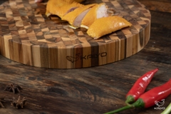 Thớt thái gỗ Teak đầu cây Kaiyo hình tròn 30 x 2,5cm