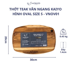Thớt thái gỗ teak vân ngang hình oval size S