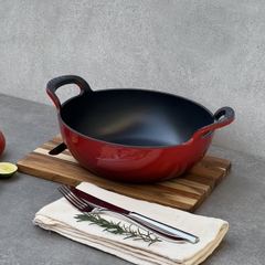 Chảo gang Oceno sâu lòng màu đỏ 25cm