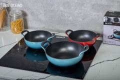 Chảo gang Oceno sâu lòng màu xanh 20cm