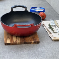 Chảo gang Oceno sâu lòng màu đỏ 25cm