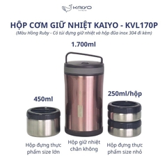 Hộp cơm giữ nhiệt Kaiyo dung tích 1.700ml màu hồng Ruby