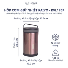 Hộp cơm giữ nhiệt Kaiyo dung tích 1.700ml màu hồng Ruby