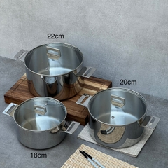Nồi đúc inox 3 lớp đáy liền Try-Ply Kaiyo size 18cm