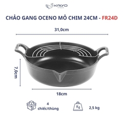 Chảo gang Oceno Matte Black có vòi rót 24cm