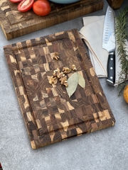 Thớt chặt gỗ Teak đầu cây Kaiyo hình chữ nhật 35 x 25 x 3,8cm