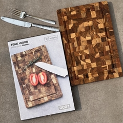 Thớt thái gỗ Teak đầu cây Kaiyo hình chữ nhật 30 x 20 x 2,5cm