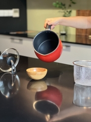 Nồi chiên ngập dầu kèm rổ hấp Kaiyo màu đỏ