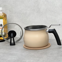 Nồi chiên ngập dầu Kaiyo màu vàng be 15cm