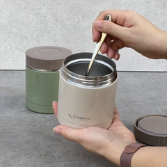 Bộ hộp cơm giữ nhiệt 4 hộp, dung tích 1200ml, màu be và xanh olive