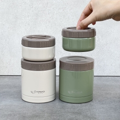 Bộ hộp cơm giữ nhiệt 4 hộp, dung tích 1200ml, màu be và xanh olive
