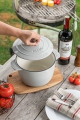 Nồi gang thành cao Oceno 20cm màu trắng