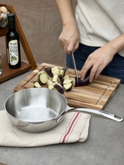 Chảo đúc Inox 3 lớp đáy liền sây lòng Tri-ply có vung kính Kaiyo, 20cm