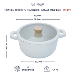 Nồi nhôm đúc đáy từ nguyên khối Elegant Kaiyo, 24cm