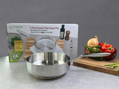 Chảo inox 316 liền khối 5-ply Premium Kaiyo - thành cao, size 24cm