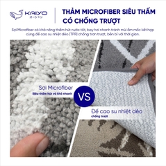 Thảm microfiber siêu thấm có chống trượt Kaiyo, 50x70 cm màu ghi