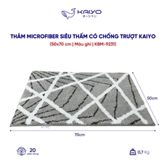 Thảm microfiber siêu thấm có chống trượt Kaiyo, 50x70 cm màu ghi