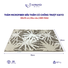 Thảm microfiber siêu thấm có chống trượt Kaiyo, 50x70 cm màu nâu