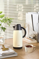 Phích pha trà giữ nhiệt 2 lớp inox có lõi lọc Kaiyo dung tích 1100ml, màu kem