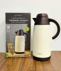 Phích pha trà giữ nhiệt 2 lớp inox có lõi lọc Kaiyo dung tích 1100ml, màu kem