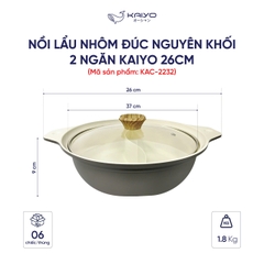 Nồi lẩu nhôm đúc nguyên khối 2 ngăn Kaiyo 26cm