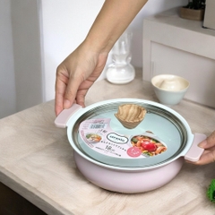 Nồi lẩu mini nhôm đúc chống dính Coronto Kakusee (18cm, hồng pastel)