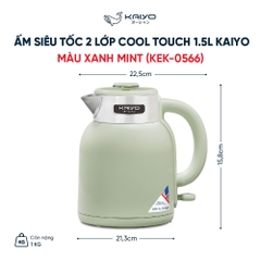 Ấm siêu tốc 2 lớp cool touch 1,5L Kaiyo, màu xanh mint