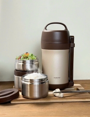 Hộp cơm giữ nhiệt Kaiyo 1600ml, màu nâu