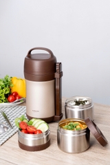 Hộp cơm giữ nhiệt Kaiyo 1600ml, màu nâu