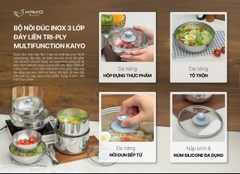 Bộ 2 nồi inox đa năng kiêm âu đựng thực phẩm Kaiyo - dáng tròn, size20,24 cm