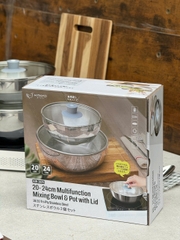 Bộ 2 nồi inox đa năng kiêm âu đựng thực phẩm Kaiyo - dáng tròn, size20,24 cm