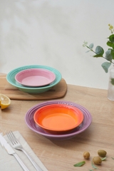 Bộ 4 đĩa sứ sâu lòng dáng vát Rainbow Kaiyo, size 15, 20 cm