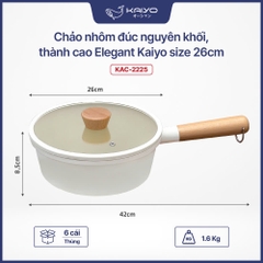 Chảo nhôm đúc nguyên khối, thành cao Elegant Kaiyo size 26cm