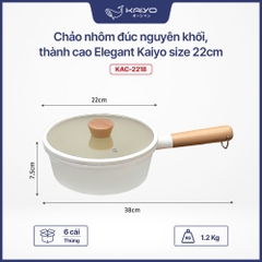 Chảo nhôm đúc nguyên khối, thành cao Elegant Kaiyo size 22cm