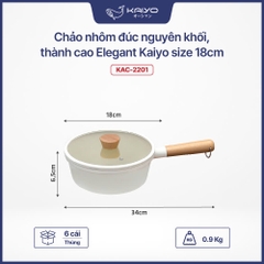 Chảo nhôm đúc nguyên khối, thành cao Elegant Kaiyo size 18cm
