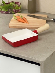 Chảo chiên trứng cuộn chống dính Ceramic Todaii, size 17*12cm cán gỗ