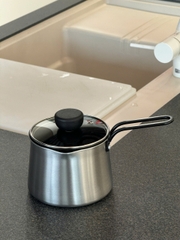 Quánh chống dính phủ inox 3 lớp liền đáy Tri-Ply Todaii - 12cm thành cao, nắp kính