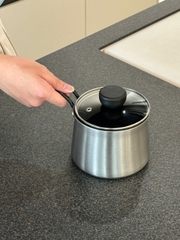 Quánh chống dính phủ inox 3 lớp liền đáy Tri-Ply Todaii - 12cm thành cao, nắp kính