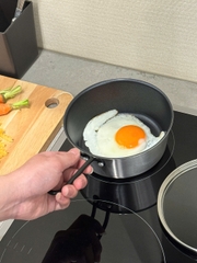 Quánh chống dính phủ inox 3 lớp liền đáy Tri-Ply Todaii - 16cm mini, nắp kính