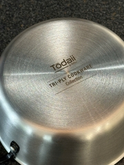 Nồi chống dính phủ inox 3 lớp liền đáy Tri-Ply Todaii - 16cm mini, nắp kính