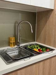 Rổ gác inox trên bồn rửa bát điều chỉnh độ dài Kaiyo 28x38cm