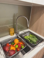 Rổ gác inox trên bồn rửa bát điều chỉnh độ dài Kaiyo 25x33cm