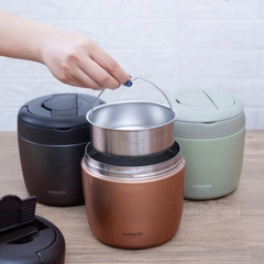 Cặp lồng giữ nhiệt Kaiyo 1000ml, màu vàng đồng