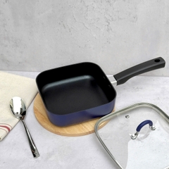 Chảo vuông chống dính có nắp kính Todaii size 18cm màu xanh