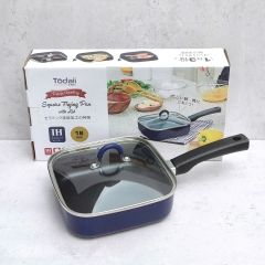 Chảo vuông chống dính có nắp kính Todaii size 18cm màu xanh