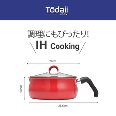 Nồi chống dính có tay cầm Todaii size 20cm màu đỏ